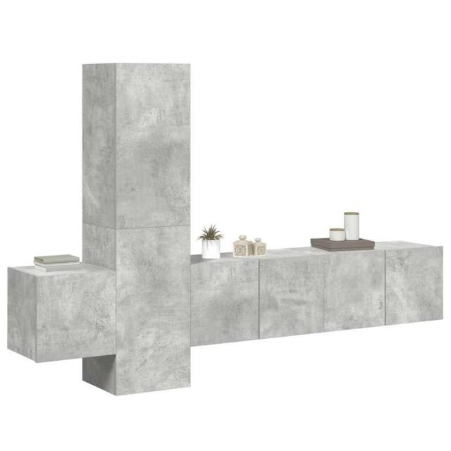 Berkfield Home Sturdy 5 Piece TV Cabinet Set Concrete Grey Engineered Wood - image 1