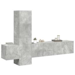 Berkfield Home Sturdy 5 Piece TV Cabinet Set Concrete Grey Engineered Wood - thumbnail 1