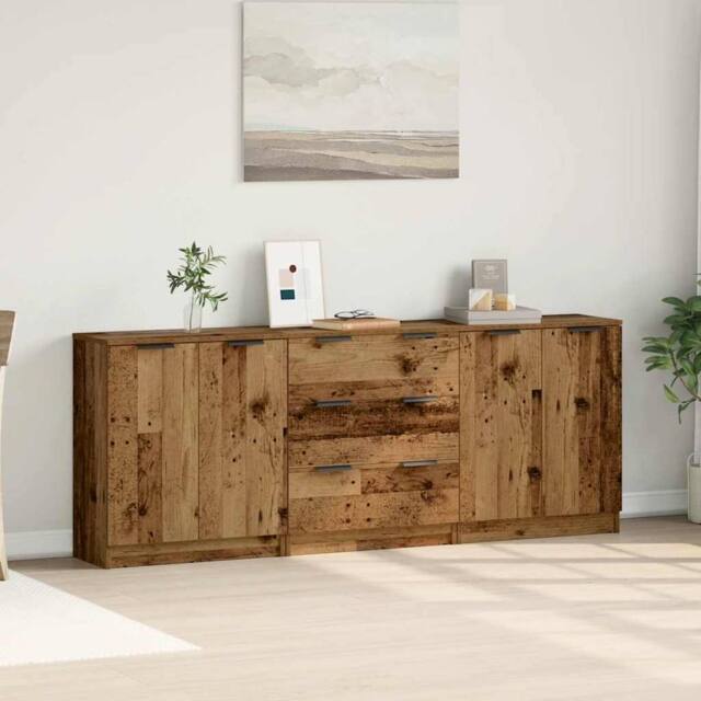 Berkfield Home Sideboards 3 pcs Old Wood 60x30x70 cm Engineered Wood in Brown - Size: 60 x 30 x 70 cm - image 1