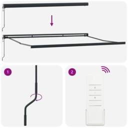 Berkfield Home Manual Retractable Awning with LED Orange & Brown 350x250 cm - thumbnail 9