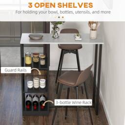 KORVIXA Bar Table with Wine Rack in Black - Size: 0.6m2 - thumbnail 3