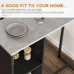 KORVIXA Bar Table with Wine Rack in Black - Size: 0.6m2 - thumbnail 4