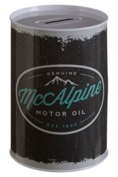 Orsina Large Money Tin-Metal Saving Tin, Classic Tin, McAlpine Motor Oil Metal Money Box, Cylindrical Coin Storage in Black - thumbnail 2