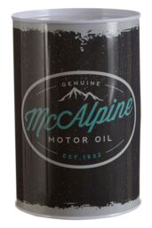 Orsina Large Money Tin-Metal Saving Tin, Classic Tin, McAlpine Motor Oil Metal Money Box, Cylindrical Coin Storage in Black