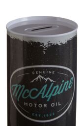 Orsina Large Money Tin-Metal Saving Tin, Classic Tin, McAlpine Motor Oil Metal Money Box, Cylindrical Coin Storage in Black - thumbnail 4