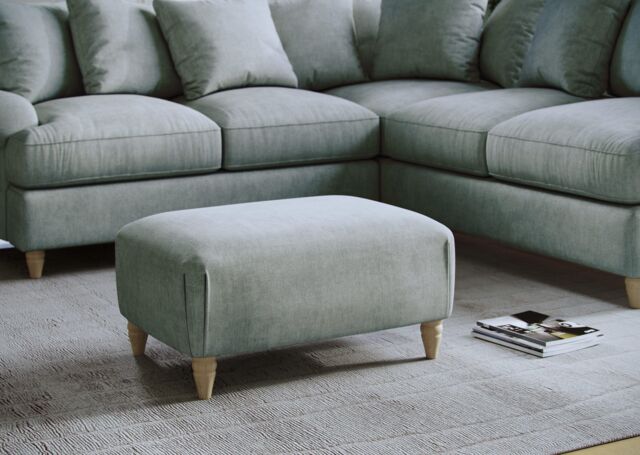 The Great Sofa Company Beatrice Footstool Faro Aqua in Blue