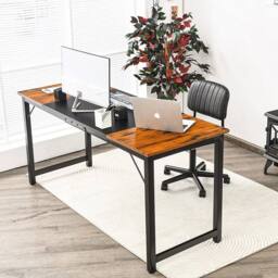 Kelvenix Wooden Computer Desk Industrial Writing in Brown - Size: 0.6m2 - thumbnail 3