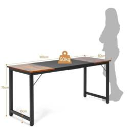 Kelvenix Wooden Computer Desk Industrial Writing in Brown - Size: 0.6m2 - thumbnail 2