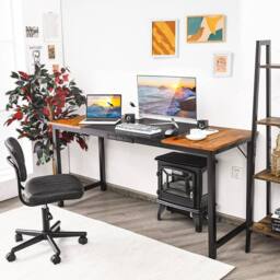 Kelvenix Wooden Computer Desk Industrial Writing in Brown - Size: 0.6m2 - thumbnail 4