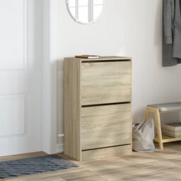 Berkfield Home Shoe Cabinet Sonoma Oak 60x34x96.5 cm Engineered Wood in Brown - thumbnail 3
