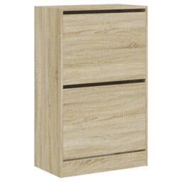 Berkfield Home Shoe Cabinet Sonoma Oak 60x34x96.5 cm Engineered Wood in Brown - thumbnail 4