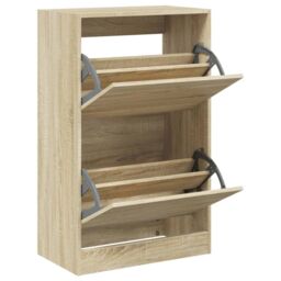 Berkfield Home Shoe Cabinet Sonoma Oak 60x34x96.5 cm Engineered Wood in Brown - thumbnail 2