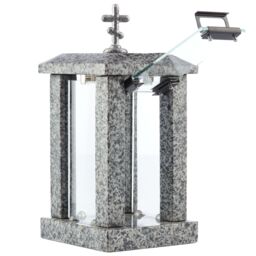 Novecrafto Granite Memorial Lantern - Grave Ornaments for Garden or Cemetery in Grey - thumbnail 1