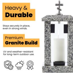 Novecrafto Granite Memorial Lantern - Grave Ornaments for Garden or Cemetery in Grey - thumbnail 2