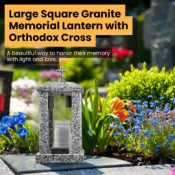 Novecrafto Granite Memorial Lantern - Grave Ornaments for Garden or Cemetery in Grey - thumbnail 6