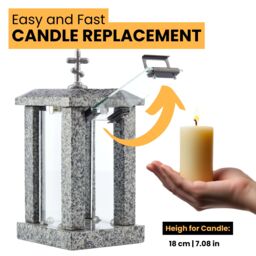 Novecrafto Granite Memorial Lantern - Grave Ornaments for Garden or Cemetery in Grey - thumbnail 5