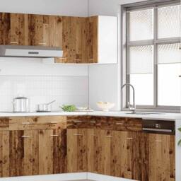 Berkfield Home Hanging Corner Cabinet Lyon Old Wood 57x57x60 cm Engineered Wood in Brown - Size: 57 x 57 x 60 cm - thumbnail 1