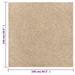 Berkfield Home Rug ZIZUR 240x240 cm Jute Look Indoor & Outdoor in Brown - Size: Medium - thumbnail 8
