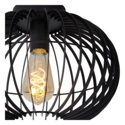Lucide 'REDA' Dimmable Stylish Modern Indoor Flush Ceiling Light 1xE27 in Black - thumbnail 3