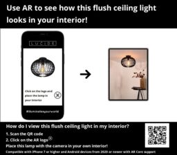 Lucide 'REDA' Dimmable Stylish Modern Indoor Flush Ceiling Light 1xE27 in Black - thumbnail 6