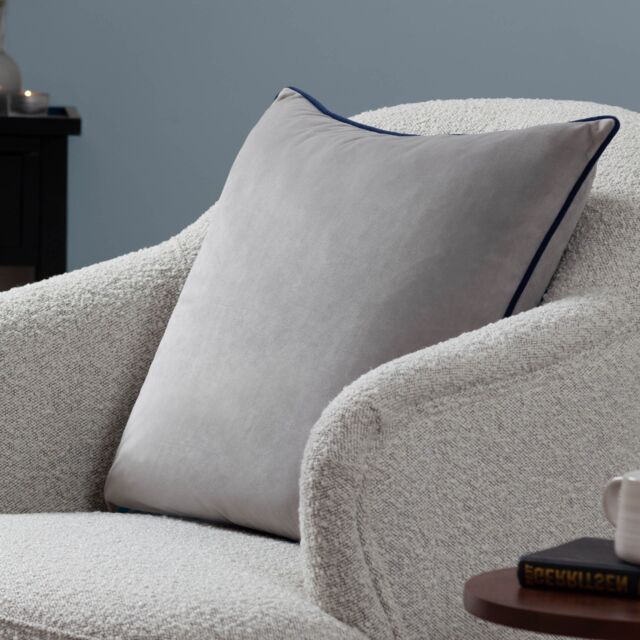 Furn Meridian Velvet Piped Cushion in Silver - Size: 45 cm x 45 cm - image 1