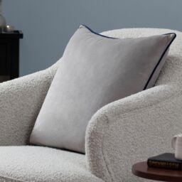 Furn Meridian Velvet Piped Cushion in Silver - Size: 45 cm x 45 cm