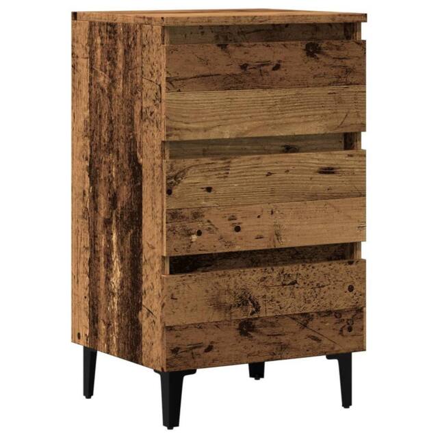 Berkfield Home Bed Cabinet with Metal Legs Old Wood 40x35x69 cm in Brown - Size: 40 x 35 x 69 cm - image 1