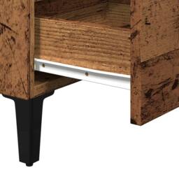 Berkfield Home Bed Cabinet with Metal Legs Old Wood 40x35x69 cm in Brown - Size: 40 x 35 x 69 cm - thumbnail 8