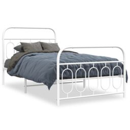 Berkfield Home Metal Bed Frame without Mattress with Footboard White 107x203cm - Size: 107x203 cm - thumbnail 2