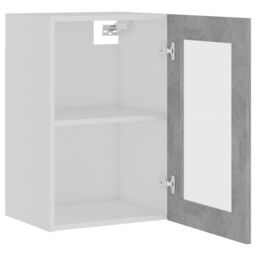 Berkfield Home Hanging Glass Cabinet Concrete Grey 40x31x60 cm Engineered Wood - Size: 40 x 31 x 60 cm - thumbnail 5