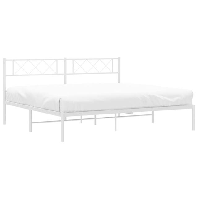 Berkfield Home Metal Bed Frame with Headboard White 160x200 cm - image 1