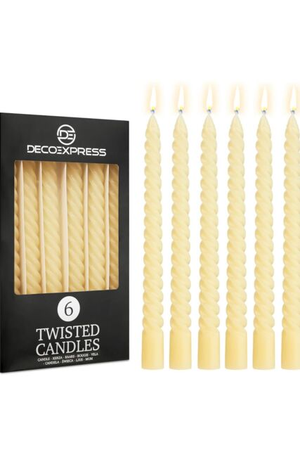 Deco Express 6 Hours Twisted Candles Pack of 6 in Ivory - Size: 6 Pack - image 1