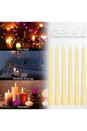 Deco Express 6 Hours Twisted Candles Pack of 6 in Ivory - Size: 6 Pack - thumbnail 6
