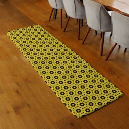 Benjamin Tate Design Yellow & Black Geometric Pattern Runner Rug in Natural - Size: 67 cm x 230 cm - thumbnail 2