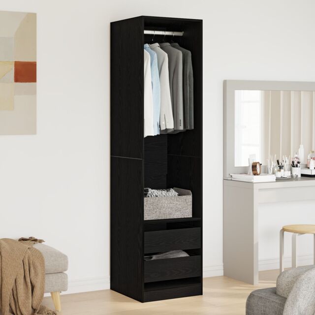 Berkfield Home Wardrobe - Black Oak, 50 x 50 x 200 cm, Made of Engineered Wood - Size: 50 x 50 x 200 cm - image 1