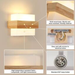 Goeco Vintage E27 Glass Wall Lamp, Creative Design Wall Light, for Bedroom in White - thumbnail 5