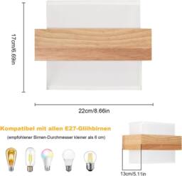 Goeco Vintage E27 Glass Wall Lamp, Creative Design Wall Light, for Bedroom in White - thumbnail 4