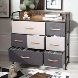 FURNOS 7 Fabric Drawer Bedroom Dresser Storage Organiser Brown - thumbnail 5