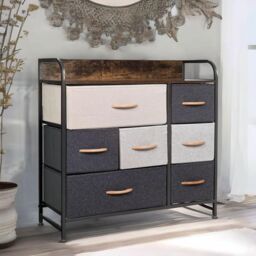 FURNOS 7 Fabric Drawer Bedroom Dresser Storage Organiser Brown - thumbnail 2