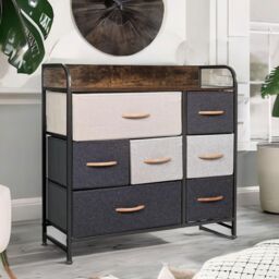 FURNOS 7 Fabric Drawer Bedroom Dresser Storage Organiser Brown - thumbnail 3