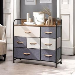 FURNOS 7 Fabric Drawer Bedroom Dresser Storage Organiser Brown - thumbnail 1