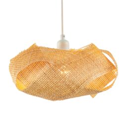 Happy Homewares Modern Designer Natural Brown Woven Rattan Pendant Lighting Shade - thumbnail 2