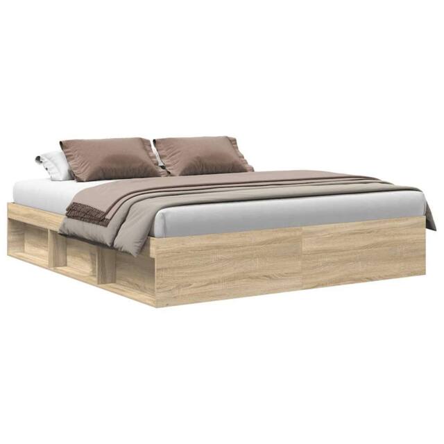 Berkfield Home Bed Frame Sonoma Oak 200x200 cm in Light Tan - image 1