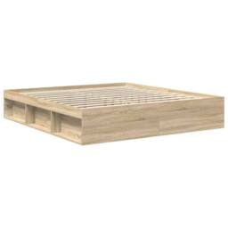 Berkfield Home Bed Frame Sonoma Oak 200x200 cm in Light Tan - thumbnail 4