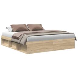Berkfield Home Bed Frame Sonoma Oak 200x200 cm in Light Tan - thumbnail 1
