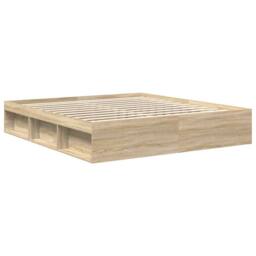 Berkfield Home Bed Frame Sonoma Oak 200x200 cm in Light Tan - thumbnail 7