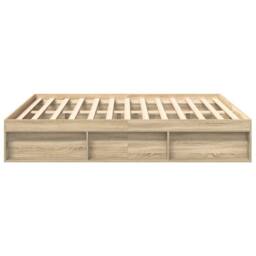 Berkfield Home Bed Frame Sonoma Oak 200x200 cm in Light Tan - thumbnail 6