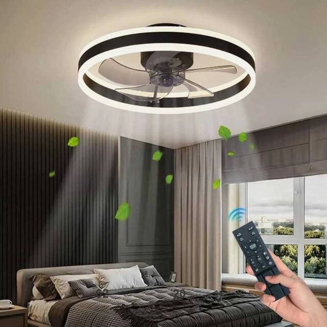 FLAVORA Dimmable LED Ceiling Fan Light With Remote Control in Black - image 1