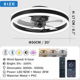 FLAVORA Dimmable LED Ceiling Fan Light With Remote Control in Black - thumbnail 5