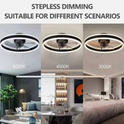 FLAVORA Dimmable LED Ceiling Fan Light With Remote Control in Black - thumbnail 4